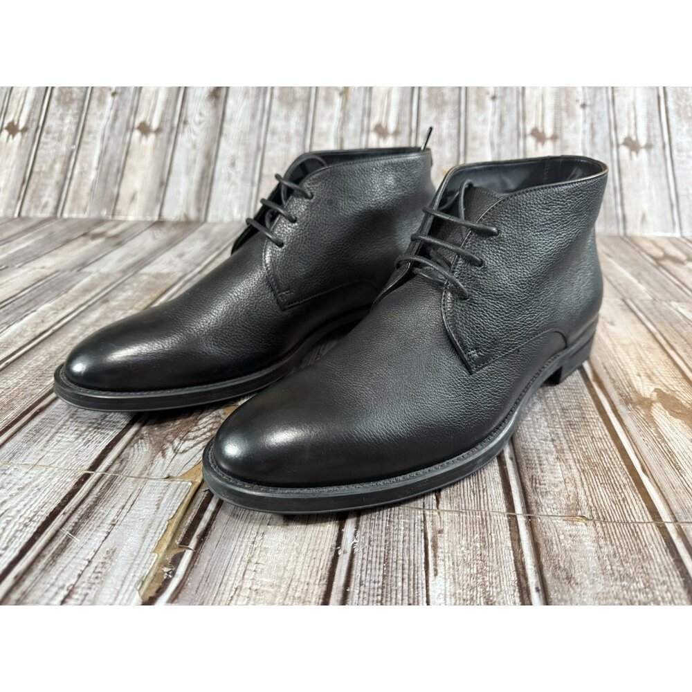 BOSS Hugo Boss Chukka Real Fur Linning Lambskin Boots Sz  7 Color Black New $449